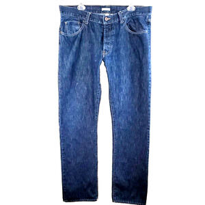 H&M Premium Denim Mens Selvedge Jeans 36X35 Slim Fit Dark Wash EUC Button Fly